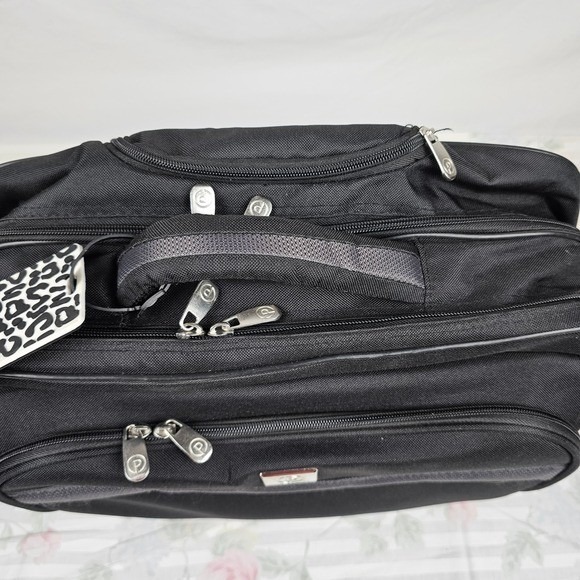 Protege Black Rolling Travel Laptop Briefcase Wheeled Luggage Carry On Bag - Picture 16 of 16